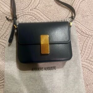 Ateliers Auguste Elegant Navy Crossbody Bag with Gold Detail